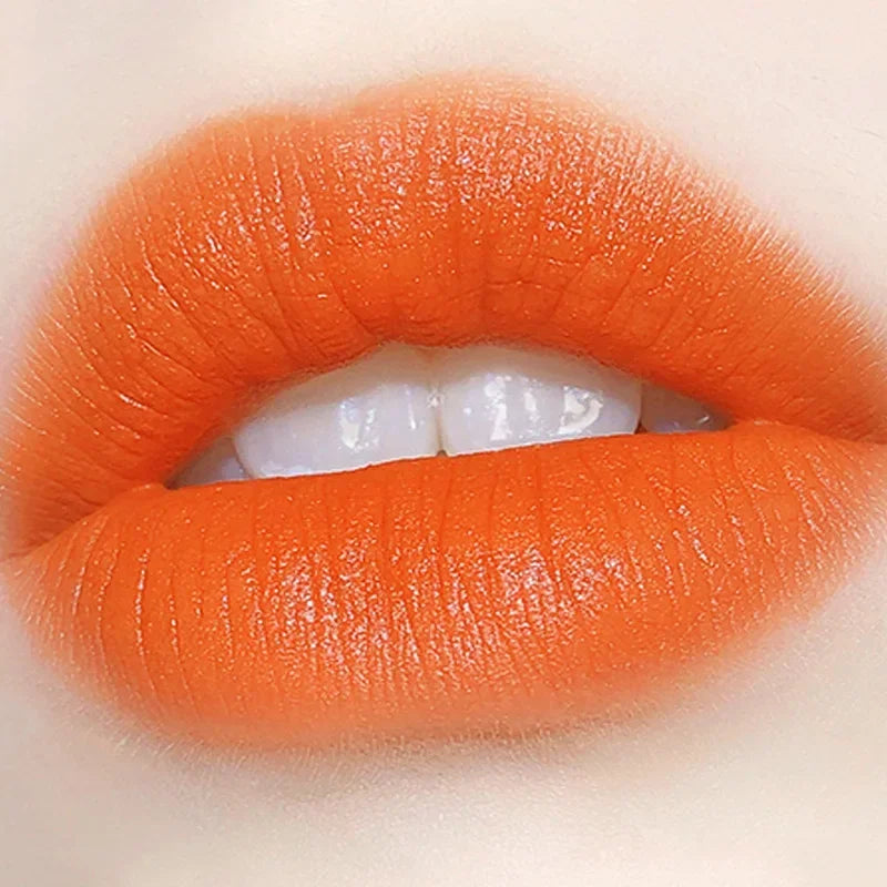 Orange Lipstick Lip Glaze Silky Smooth Matte Lip Gloss Carrot Bright Color Lasting Lip Stick Sexy Women Cosmetics Makeup Product - Seprincess