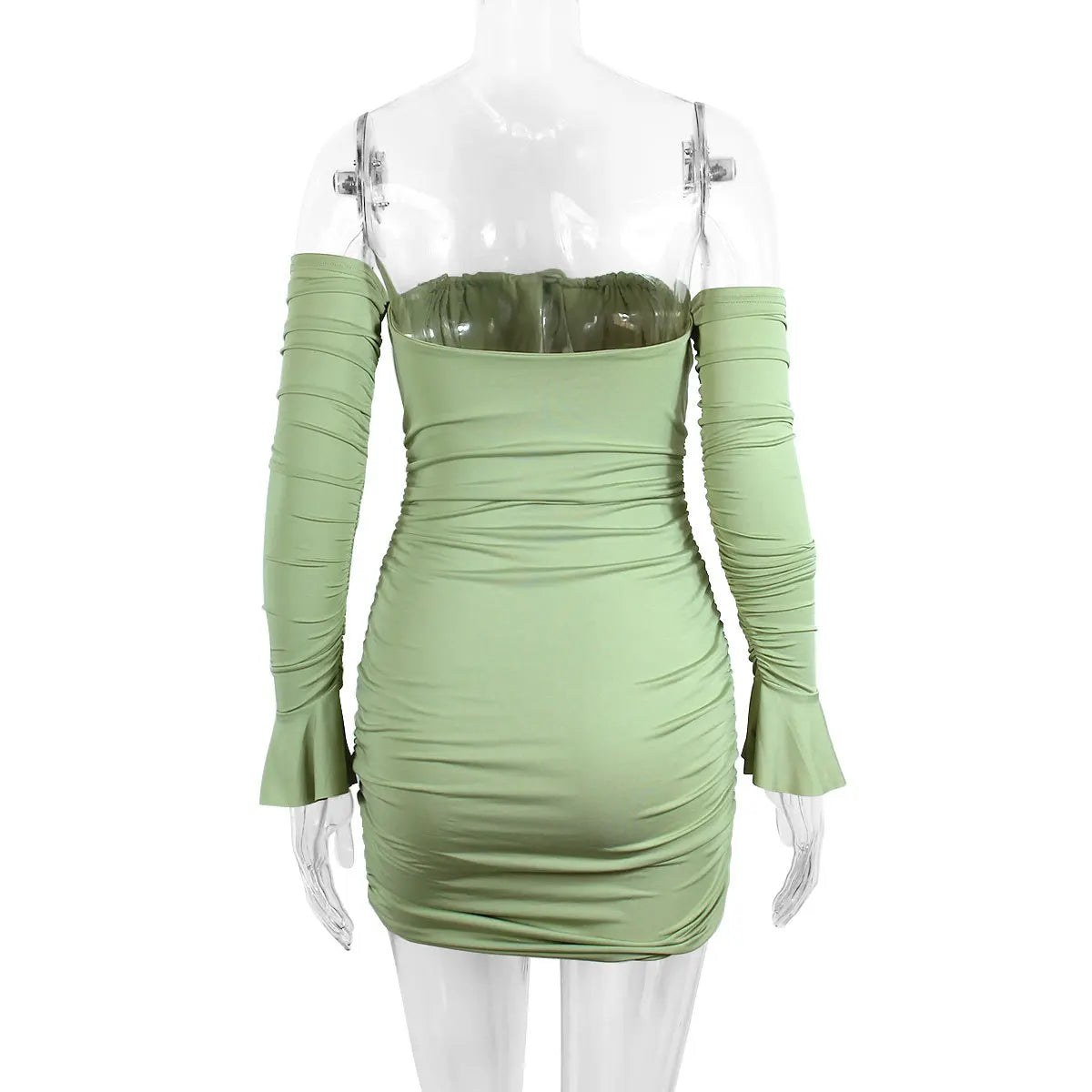 Fairyshely Sexy Ruffle Short Club Dress Ladies 2024 Autumn Green Bodycon Dresses For Women Party Tight Mini Dress Clubwear