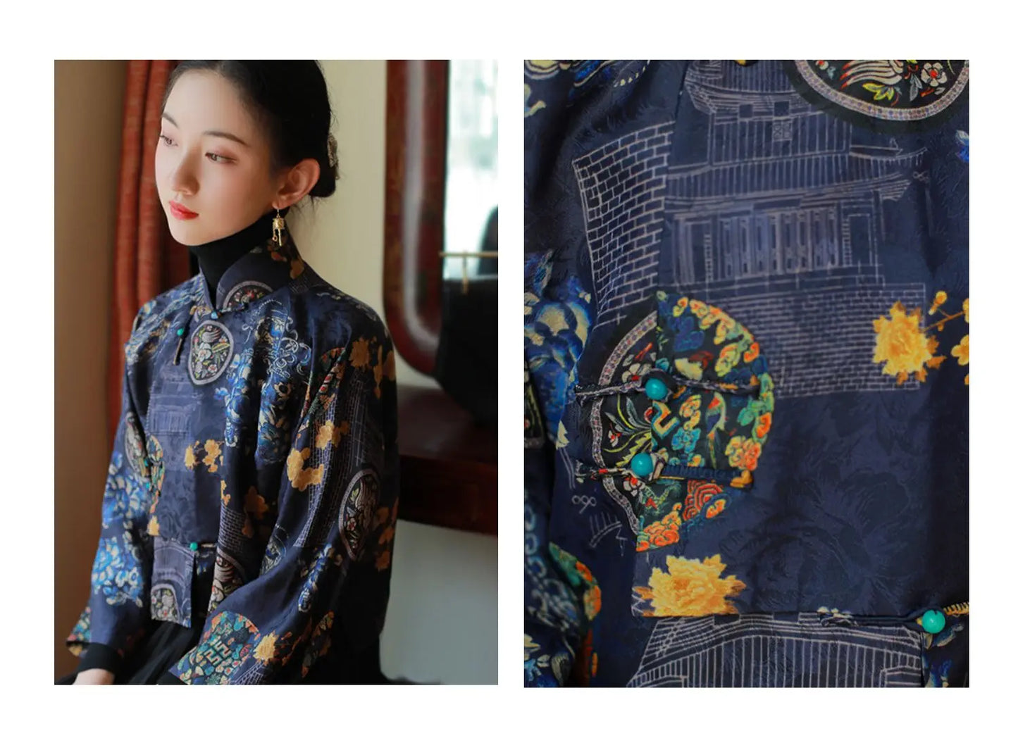 2024 spring autumn chinese style traditional hanfu top print cheongsam oriental blouse elegant festival party dress qipao top