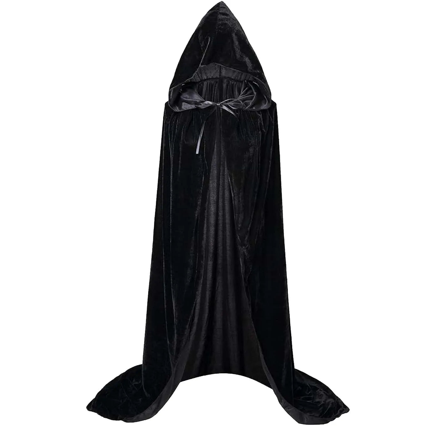 Halloween Pleuche Velvet Cloak Cape Hooded Medieval Costume Witch Wicca Vampire Halloween Cosplay Costume Cape for Christmas - Seprincess