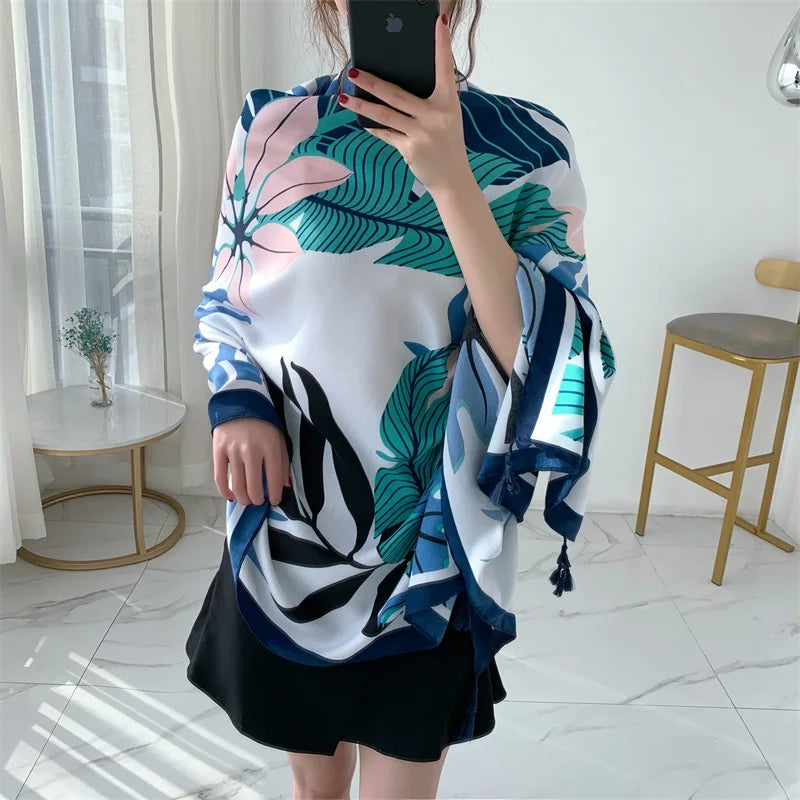 90x185cm  Printing Process Twill Summer Suncare Beach Dress Bikini Sarong Wrap Scarf Women Brazilian Swimsuit Bathing Cover-ups