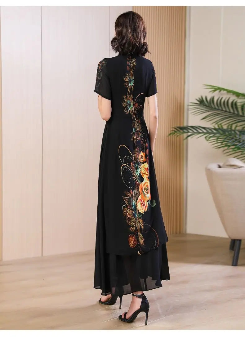 2024 chinese dress qipao oriental party qipao dress chinese style modern cheongsam embroidery vintage a line cheongsam dress