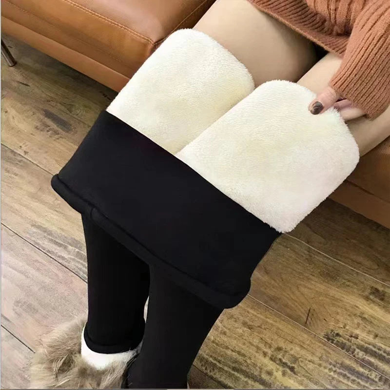 Women Winter Warm Thicken Leggings Lamb Fleece High Waist Thick Tights Sexy Thermal Casual Pants Stretchy Female Streetwear