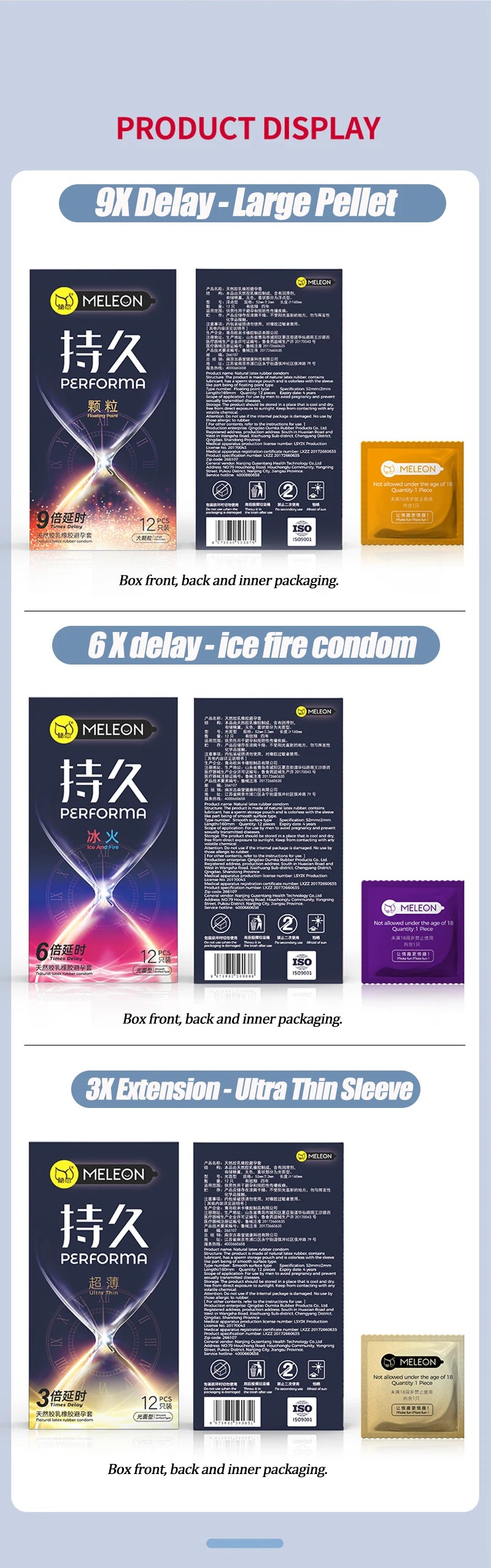 Durable Condom Natural Latex Rubber Ice and Fire Pellet Safety Condom Penis Sleeves Adult Erotic Birth Control Safer Sex Product - Seprincess