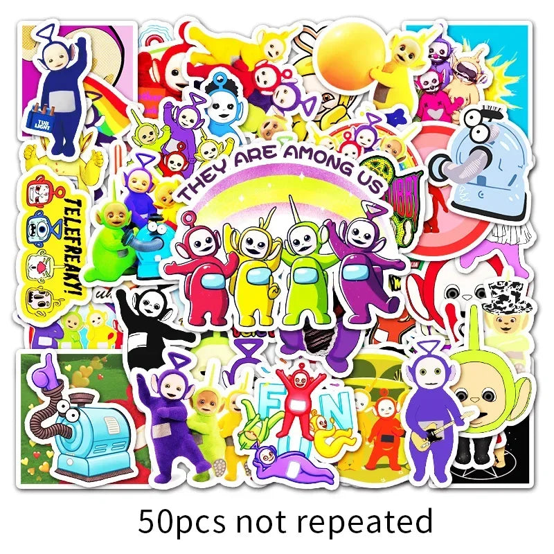 50pcs Cartoon Anime Cute Teletubbies Cartoon Stickers Luggage Laptop Scooter Mobile Phone Car Sticker - Seprincess