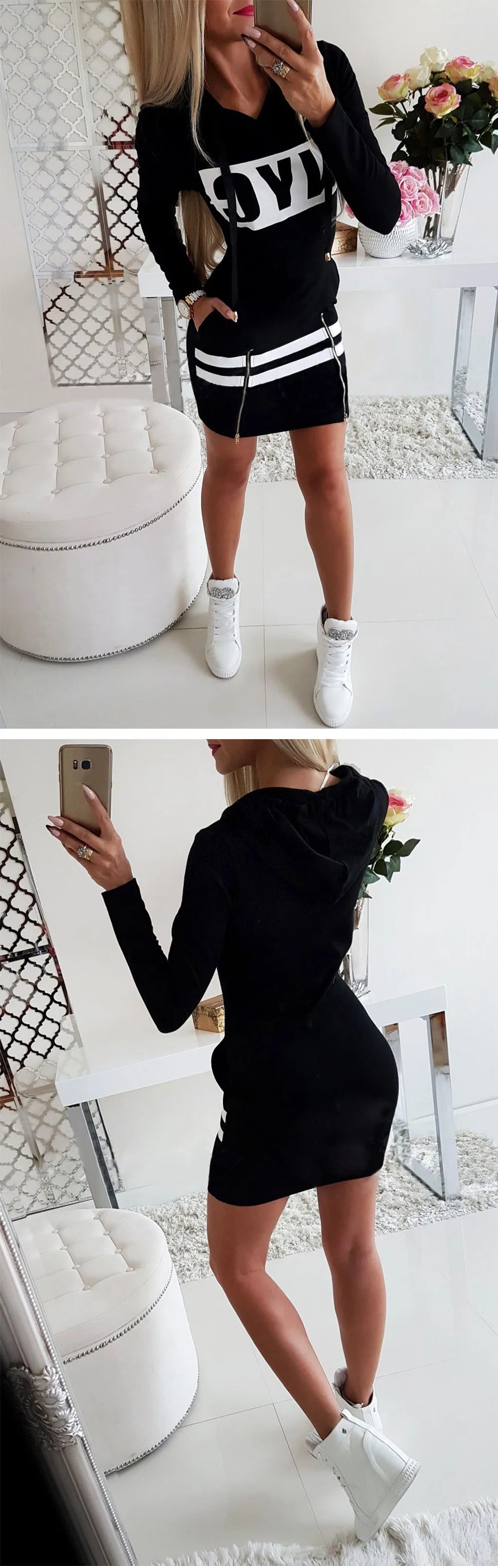 2022 Hooded Women Summer Dress Short Sleeve Letter Print Zipper Bandage Hoodies Lady Casual Sport Bodycon Vestidos Mini Dresses - Seprincess