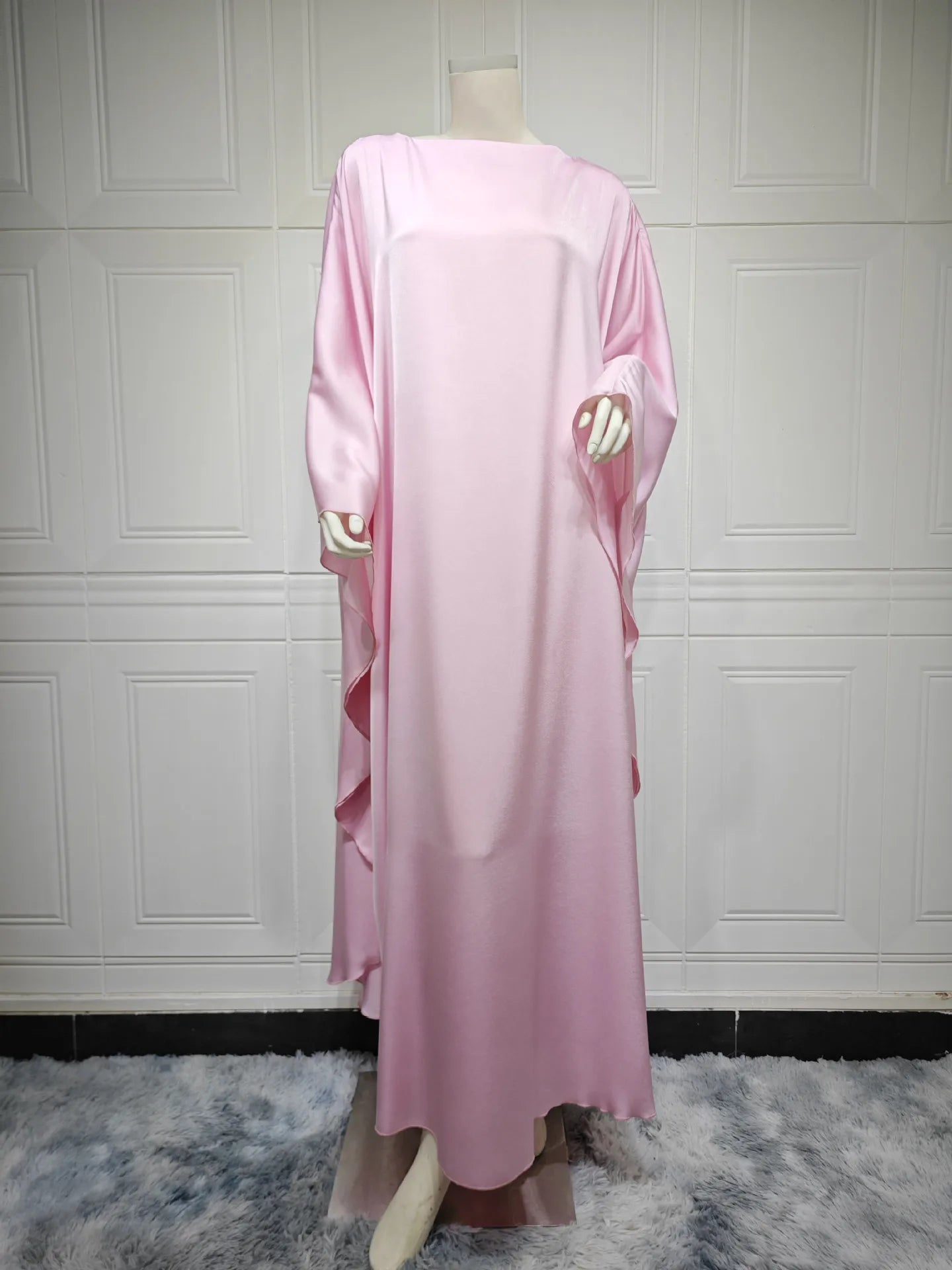 Shiny Satin Abaya Butterfly Dress Simple Saudi Muslim Abayas Dubai 2024 Luxury African Dresses for Women Turkish Islamic Clothes