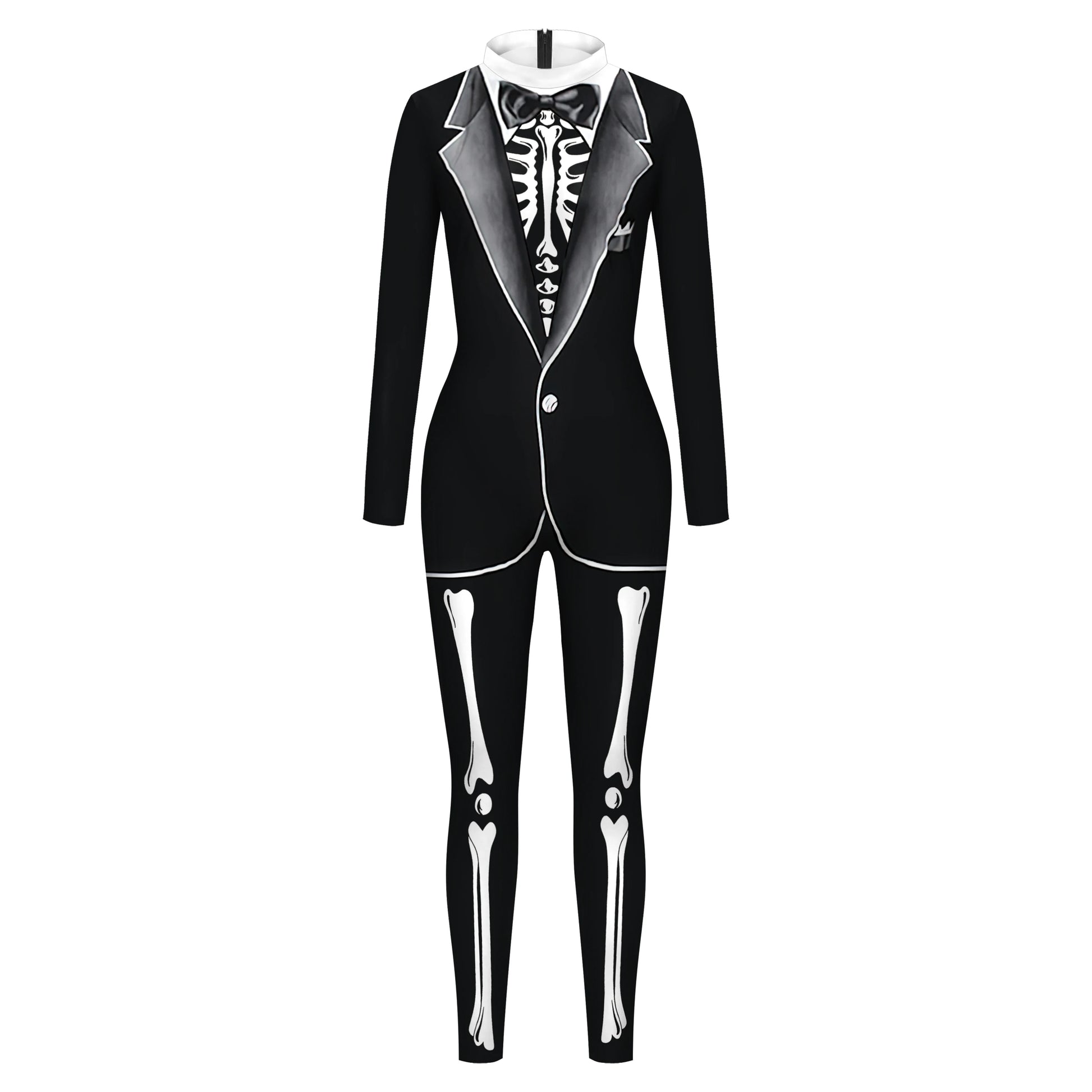 VIP FASHION Adult Skeleton Cospaly Costume Unisex Halloween Ghost Jumpsuit Carnival Party Zentai Bodysuit Scary Show Outfit Suit - Seprincess