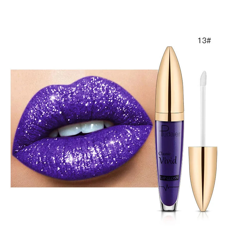 Diamond Lip Gloss Shimmer Pearlescent Waterproof Long Lasting Non-stick Cup Matte Glitter Liquid Lipstick Lip Glaze Lips Make Up - Seprincess