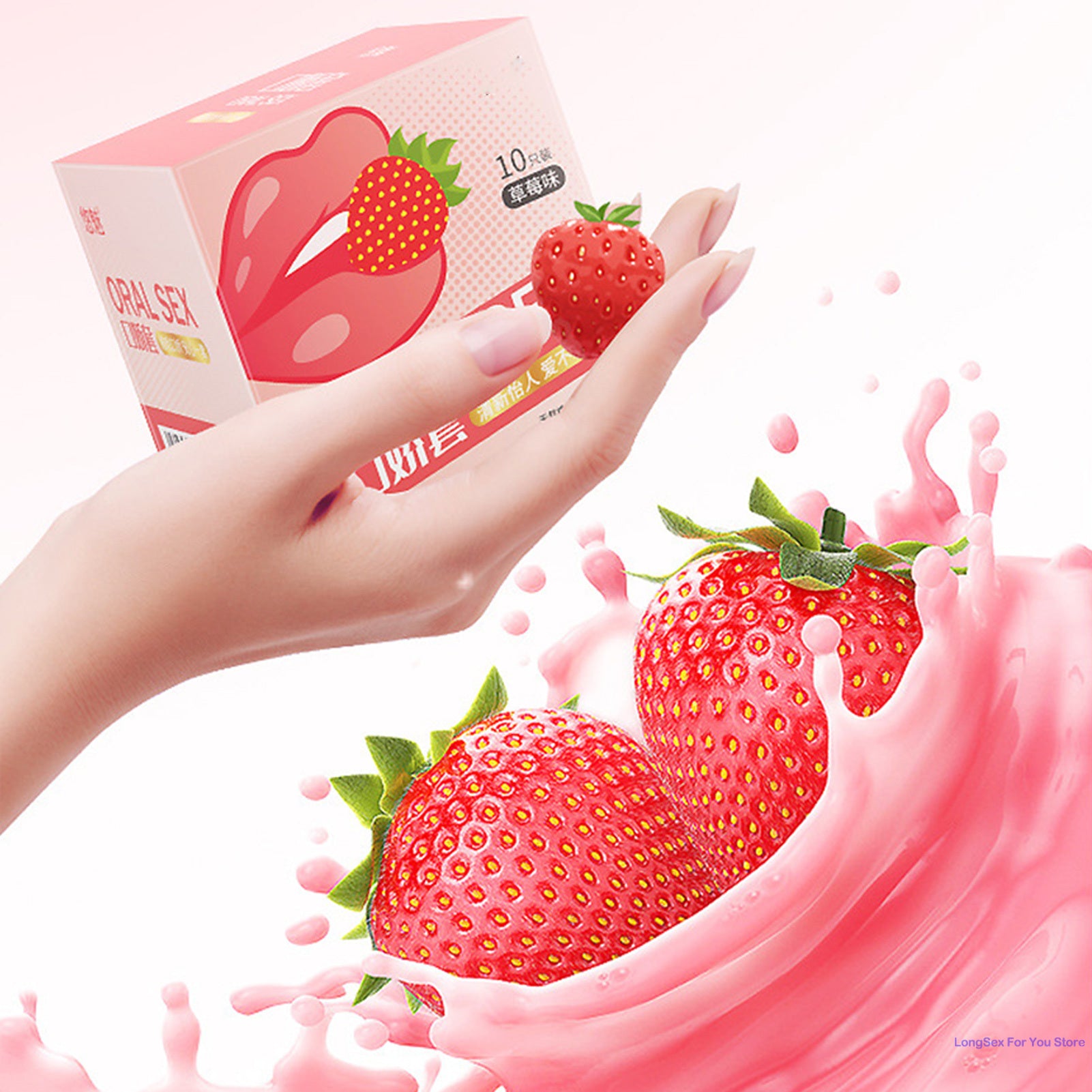 10pcs Strawberry Flavor Oral Sex Condoms Sex Toys For Adult Men Ultra Thin Lubricated Penis Sleeves Erotic Oral Condom Sex Shop - Seprincess