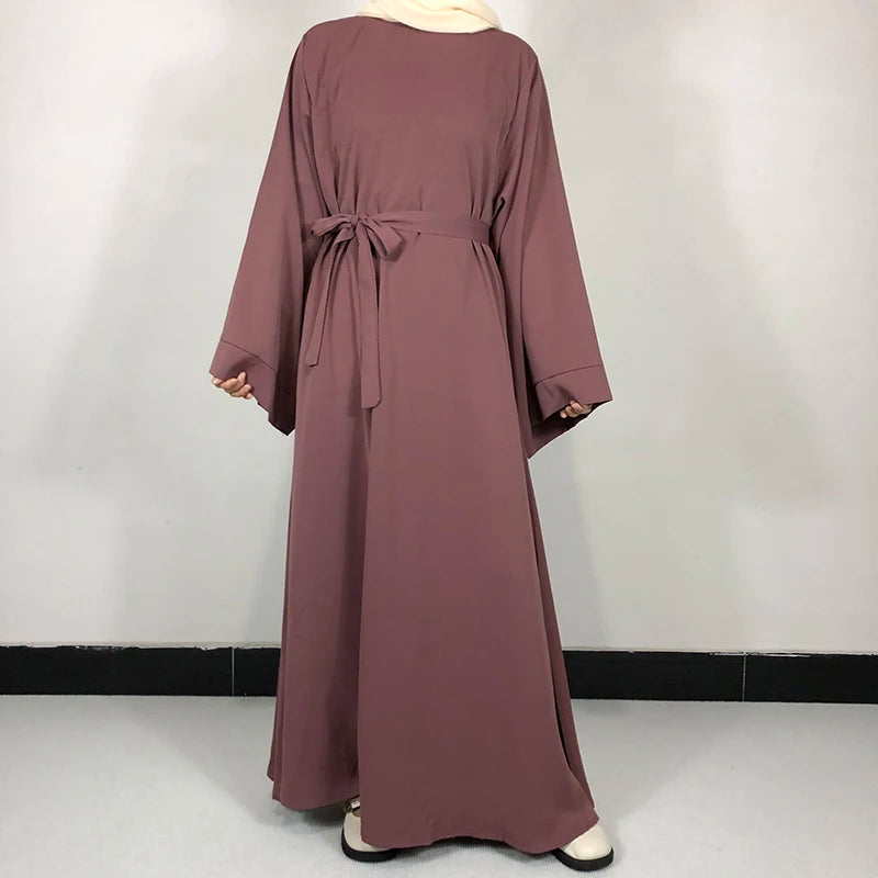 15 Colors Basic Plain Nida Abaya With Free Belt High Quality Muslim Women Modest Simple Dress EID Ramadan Islamic Clothing - Seprincess