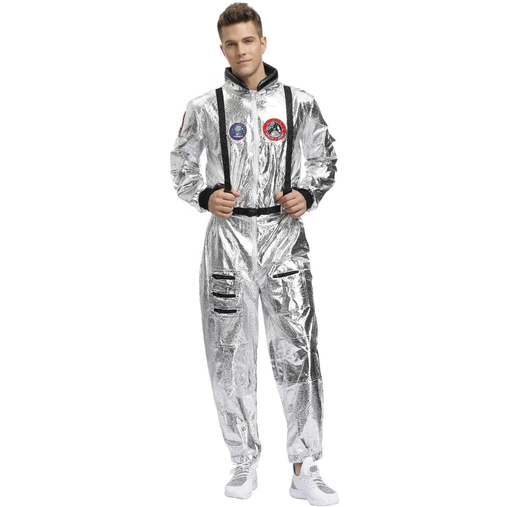 Halloween Christmas Silver Spaceman Men Women Space Suit Adult Children Astronaut Costume Family Party Dress Up Birthday Gift - Seprincess