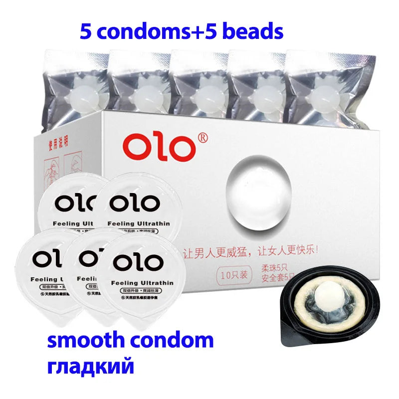 Condom with Beads 5PCS 0.01 Ultrathin Sex Toys Passionate Orgasm Penis Sleeves Sex Accessories for Men Sex Life Erotic Sex Goods - Seprincess