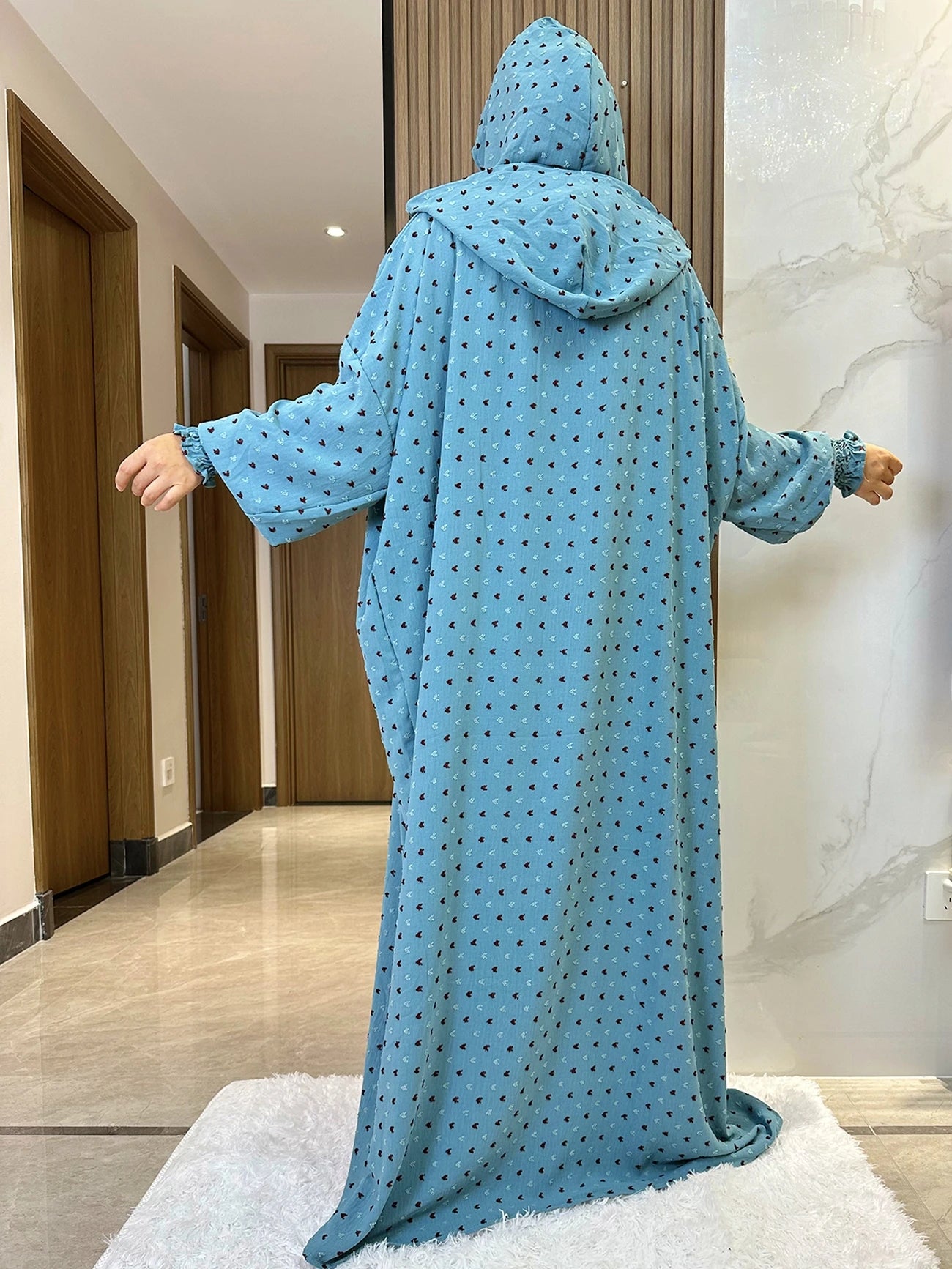 New Ramadan Muslim Two Hats Abaya Dubai Turkey Islam Prayer Clothes Solid Cotton Fabric Dresses Islam Women Dress Kaftan