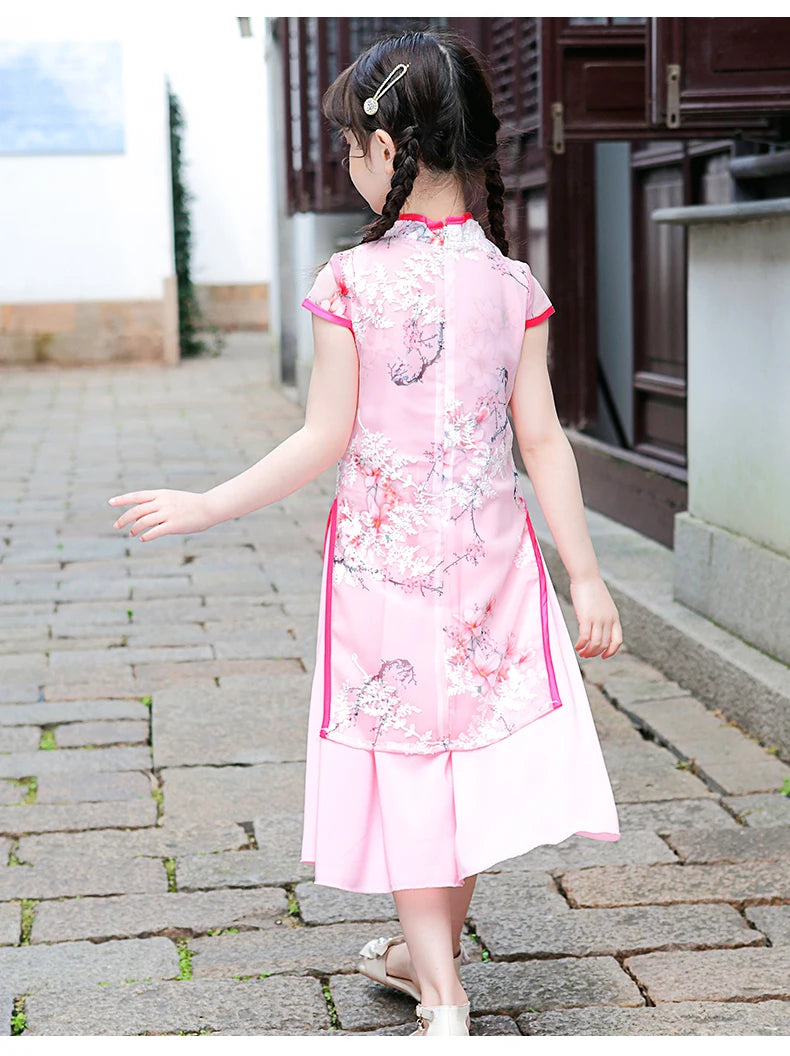 1pcs/lot chinese style children Girl Traditional Cheongsam Hanfu Dress Kids Princess Costume - Seprincess