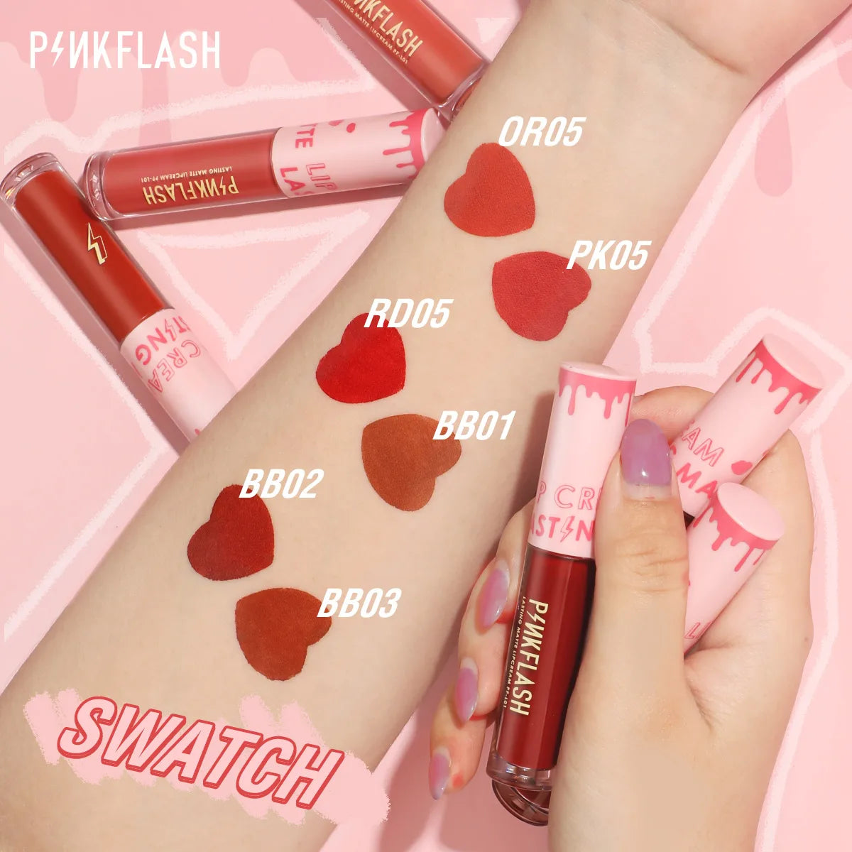 PINKFLASH Wholesale Matte Lipstick Soft Red Nude Pink Melting Lip Cream Waterproof Makeup Lipgloss Not Fade Lip Mud Lip Tint - Seprincess