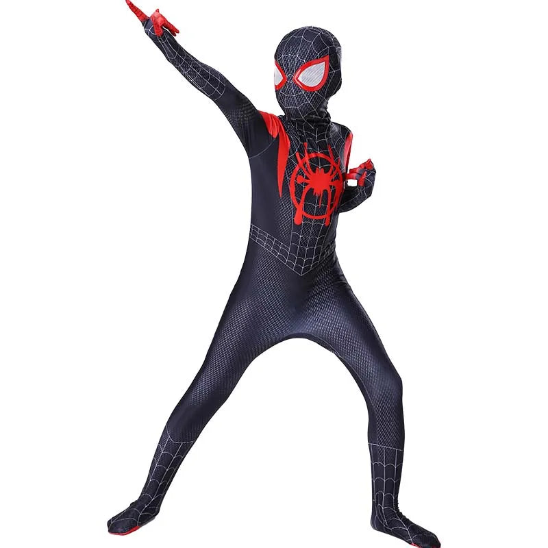 Kids Spider-Man Cosplay Fantasy Costumes Jumpsuit Superhero Miles Morales Movie Role Play Boys Girls Halloween Carnival Bodysuit - Seprincess