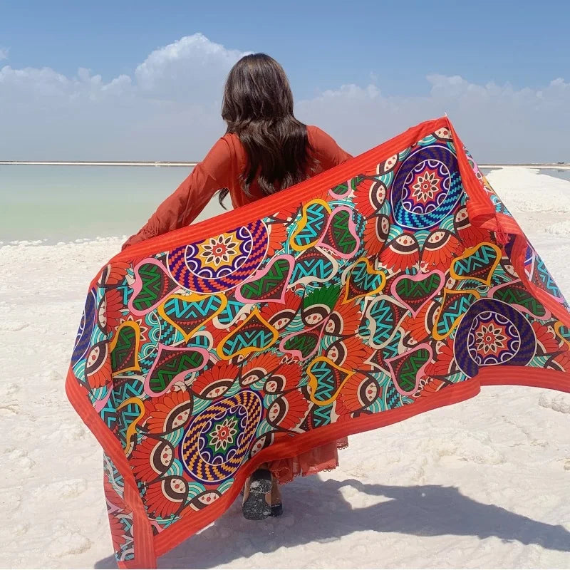 17 Styles 90x180cm Travel Beach Sunscreen Scarve Bikini Large Shawl Sarong Wrap Scarf Women Brazilian Swimsuit Bathing Cover-ups - Seprincess