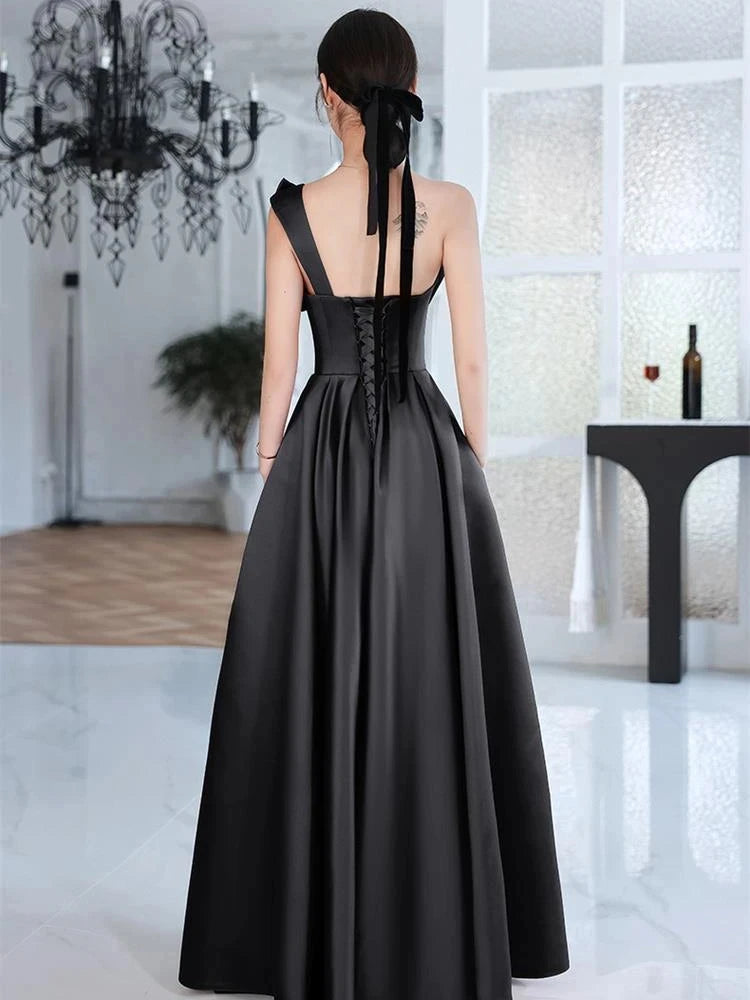 Elegant Temperament Prom Vestidos Bow Draped One-shoulder Strapless Cross Lace Up Graduation Dress Trendy Party Evening Dresses - Seprincess