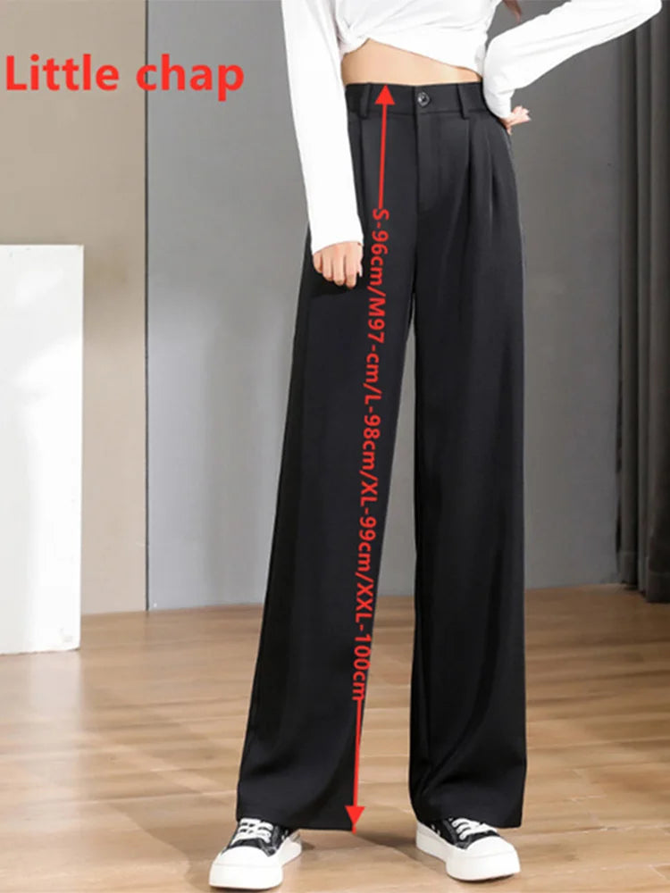 Women Chic Office Wear Straight Pants Vintage High Ladies Trousers Baggy Korean 2024 Spring/Summer/Autumn Wide Leg Female