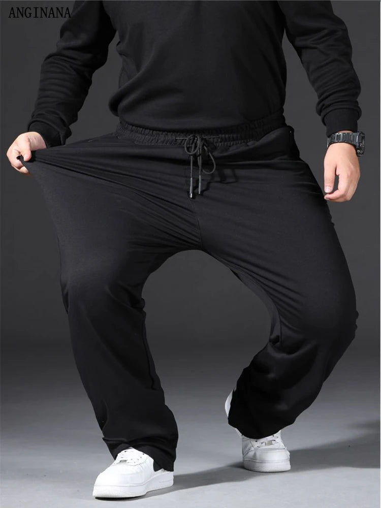 Winter Plus Size 10XL 150kg Men's Pants Brushed Warm large size 5XL 6XL Oversized Elastic Sports Pocket Black big Pants 50 52