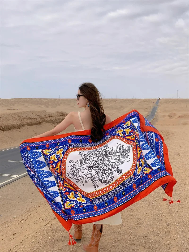 17 Styles 90x180cm Travel Beach Sunscreen Scarve Bikini Large Shawl Sarong Wrap Scarf Women Brazilian Swimsuit Bathing Cover-ups