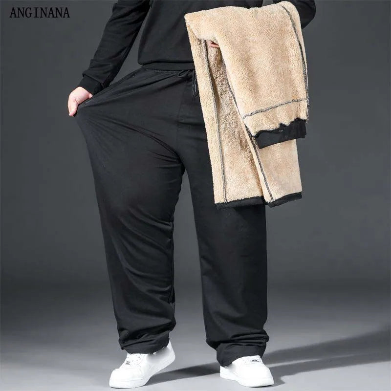 Winter Plus Size 10XL 150kg Men's Pants Brushed Warm large size 5XL 6XL Oversized Elastic Sports Pocket Black big Pants 50 52