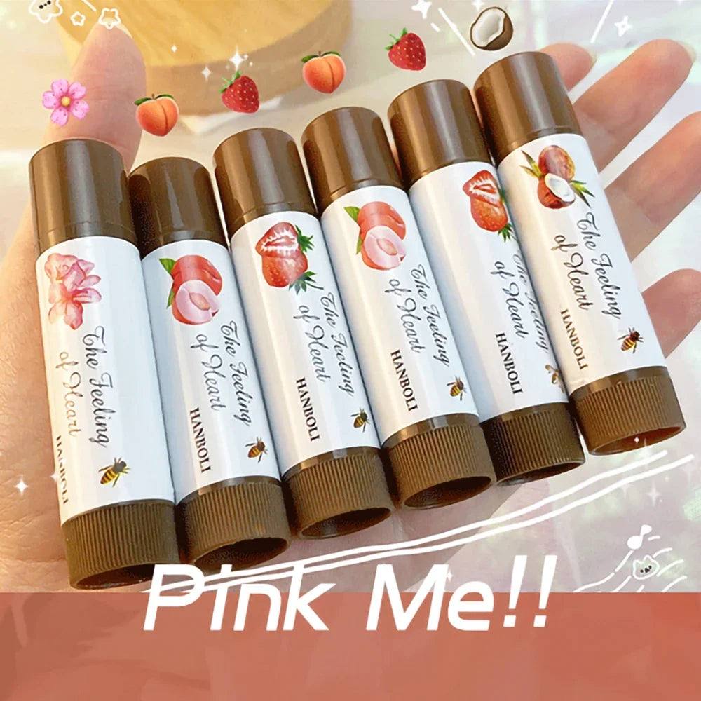 4 Colors Colored Lip Balm Cute Fruit Moisturizing Lip Tint Long Lasting Peach Red Lipstick Waterproof Women Lips Makeup Cosmetic - Seprincess