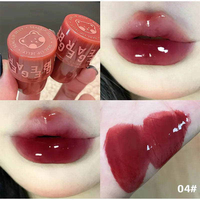 Bear Seal Mirror Clear Lipstick Lip Gloss Waterproof Moisturizing Lasting No Fading Lip Glaze Makeup for Women Korean Cosmetics - Seprincess