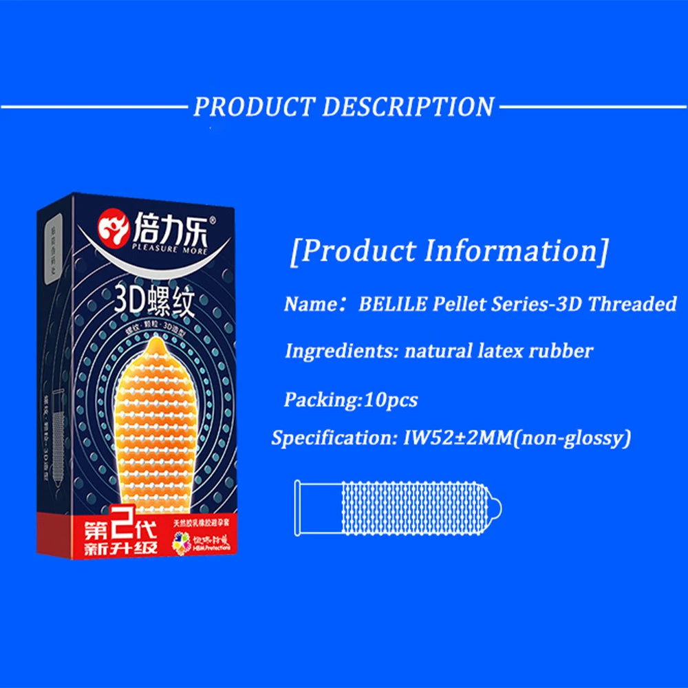 10pcs Erotic Penis Sleeve 3D Dotted Condoms Enlargement Large Particles Mushroom Condom High Sensitive Sex Toys for Men Condones - Seprincess