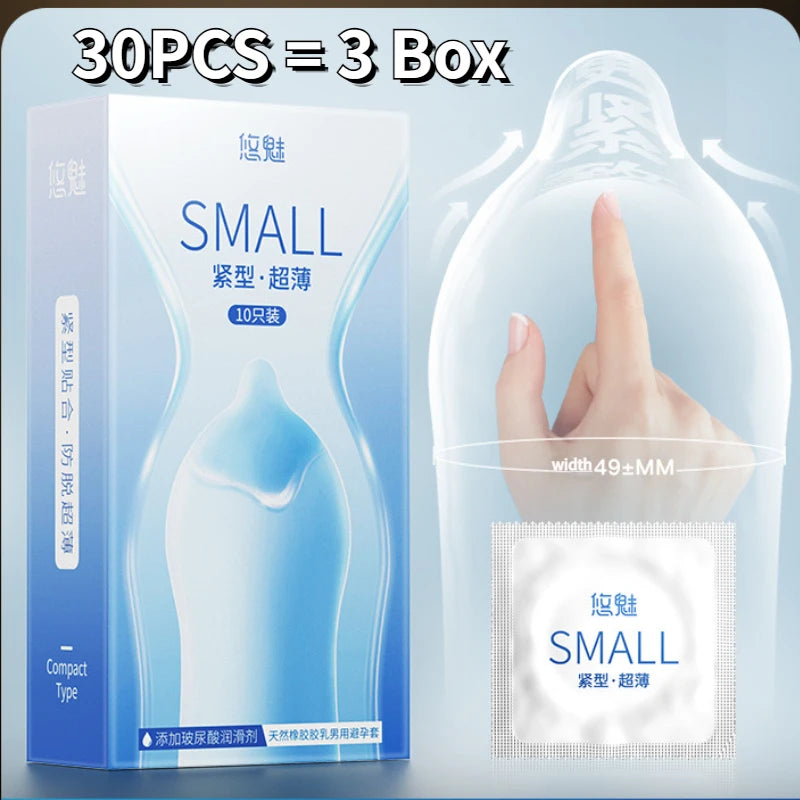 49mm Tight Fit Condoms for Man 30pcs Small Size Ultrathin Penis Sleeve Anti-fall Off Condom Adult Couple Sex Toy Product Sexshop - Seprincess