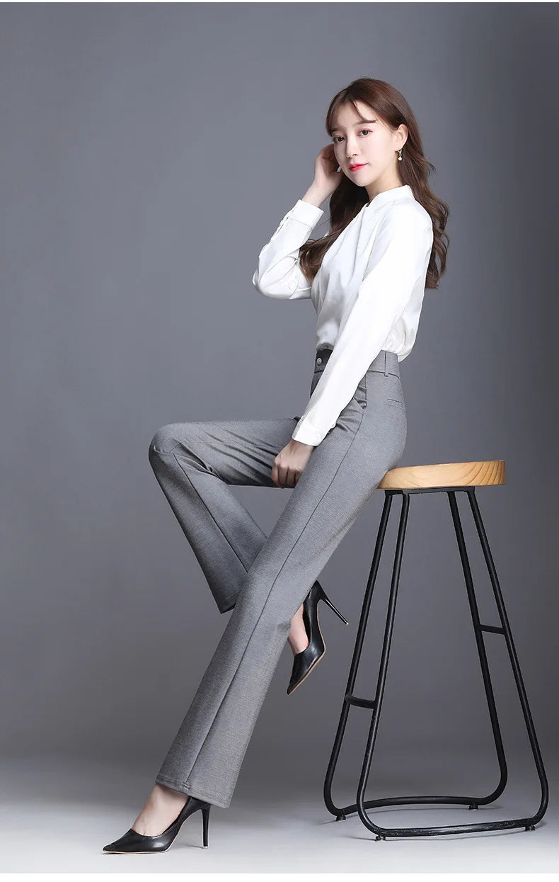 Women Plus Size High Waist Winter Autumn Fleece Velvet Plush Suit Pants Thicken Warm Office Flare Trousers Hot Lining 9XL 6XL