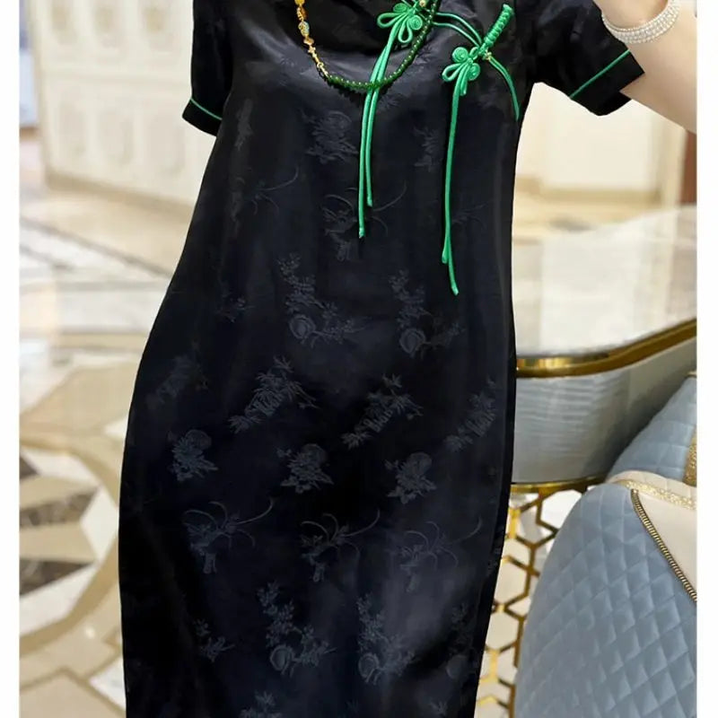 2024 new chinese style traditional cheongsam dress women sexy improved casual daily qipao dress lady satin style qipao dress