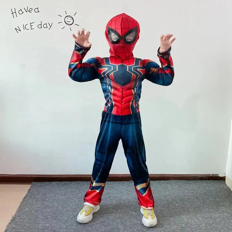 Spiderman Cosplay Costume Muscle Style Children Performance Costume Superhero Cos Prop Role Play Party Dress Up Gifts for Kids - Seprincess