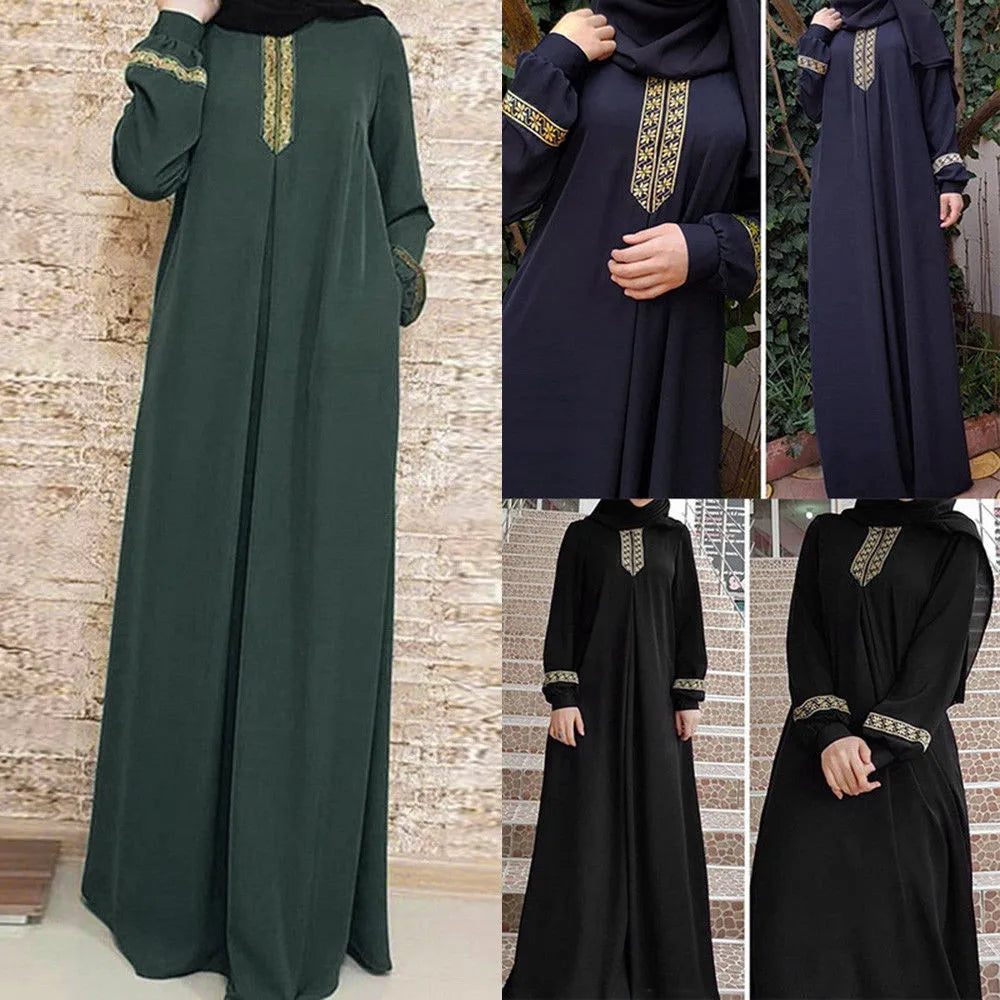 Casual Long Sleeved Ramadan Prayer Outfit Women's Oversized Loose Printed Muslim Long Dresses Islamic Dubai Turkish Modest Abaya - Seprincess