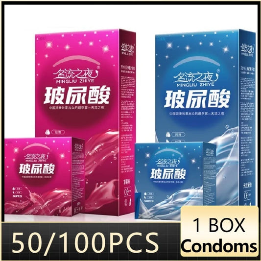 100/50pcs Hyaluronic Acid Condoms For Men Couples Ultra Thin Penis Sleeves Sex Toys Safer Condoms Sexshop Products condones caja - Seprincess