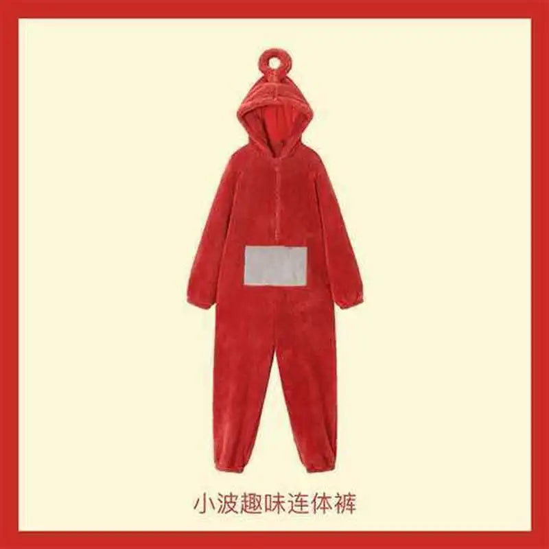 Cute Cartoon Teletubbies Pajamas Plush Jumpsuits Boys Girls Thickened Coral Fleece One-Piece Pajamas Warm Home Wear Clothes - Seprincess