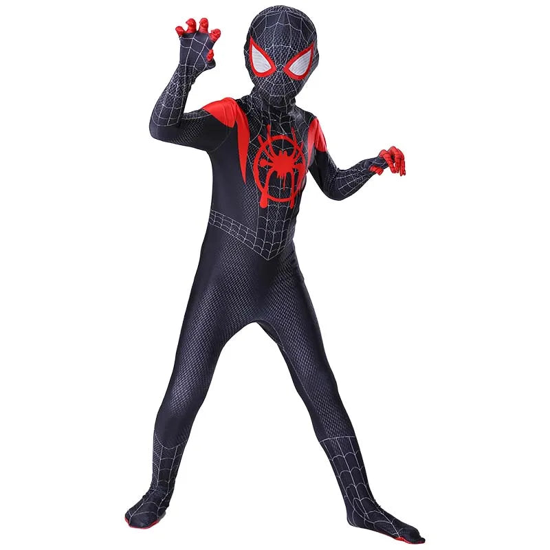 Kids Spider-Man Cosplay Fantasy Costumes Jumpsuit Superhero Miles Morales Movie Role Play Boys Girls Halloween Carnival Bodysuit - Seprincess