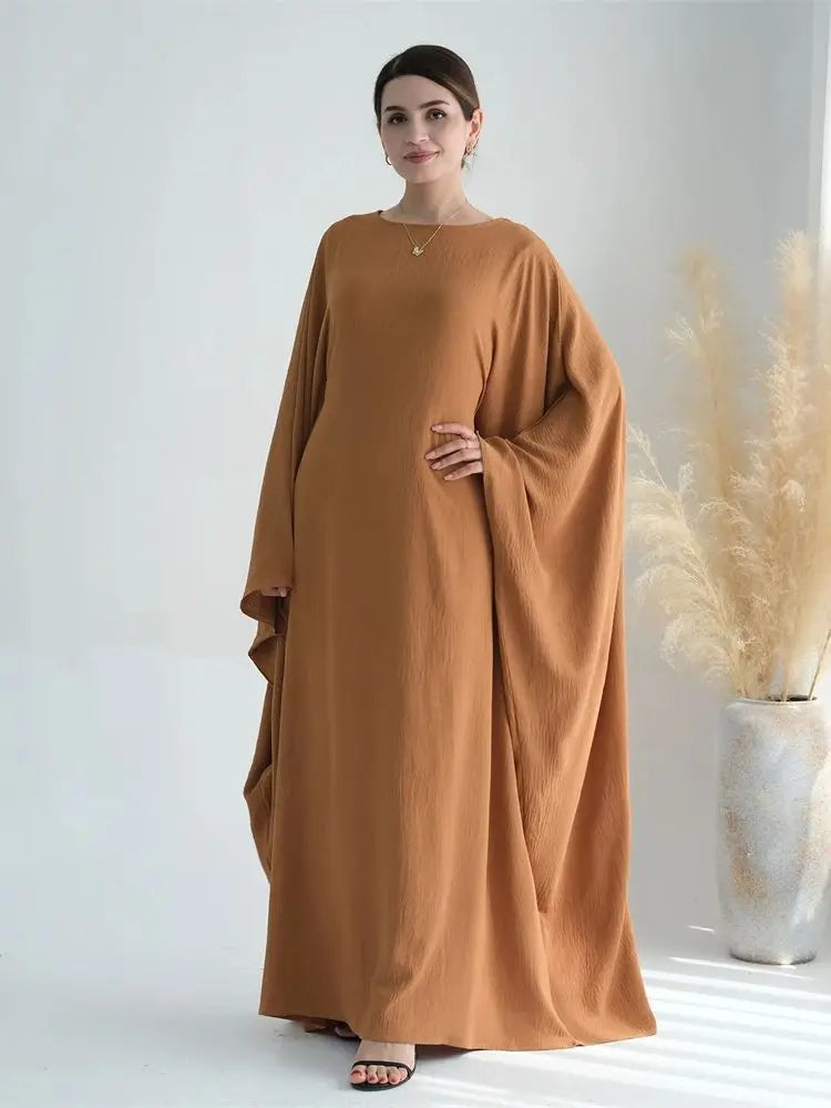 Ramadan Eid Crepe Batwing Butterfly Modest Abaya Dubai Luxury 2024 Muslim Jersey Hijabs Kaftan Dress For Women Kebaya Vestidos - Seprincess