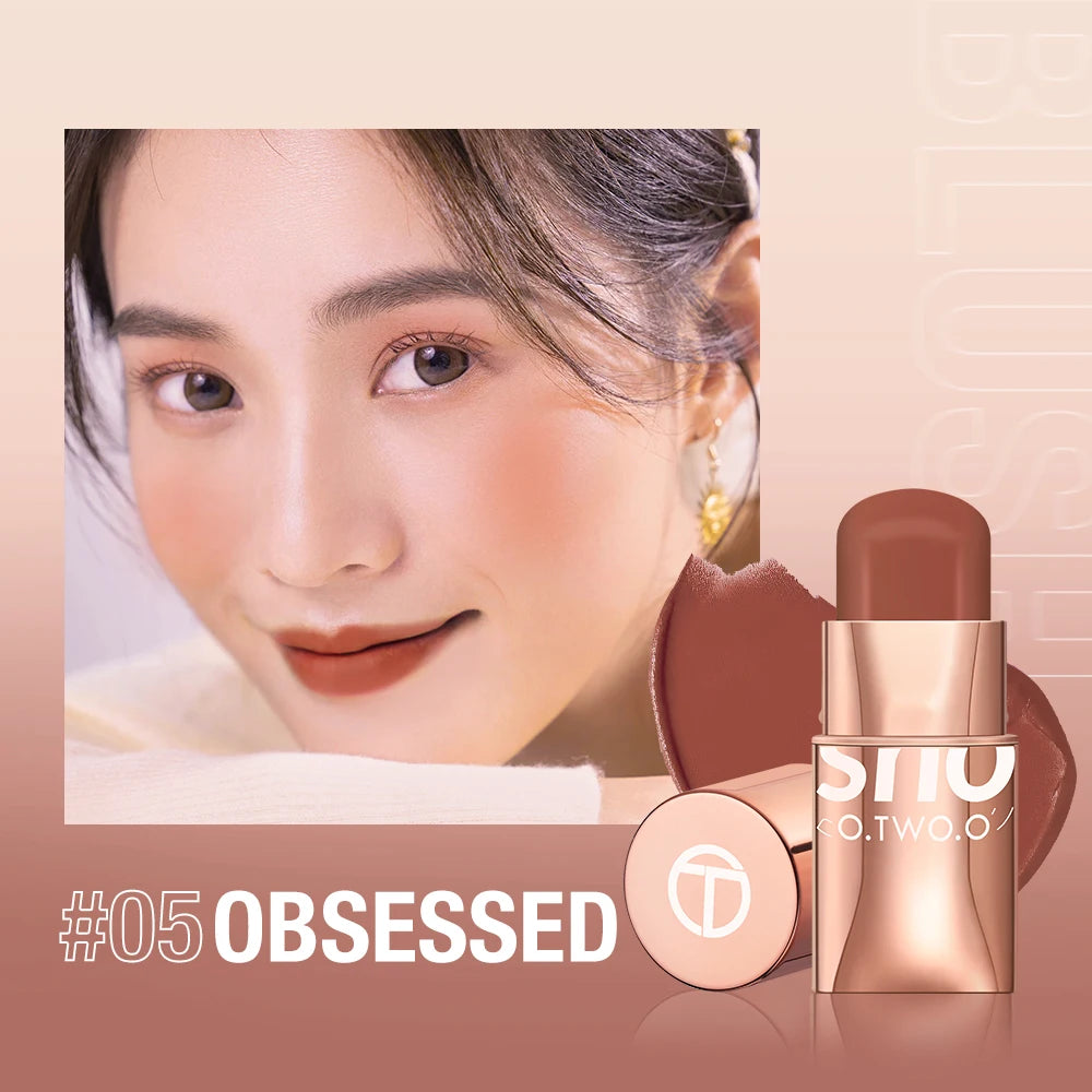 O.TWO.O 3-in-1 Lipstick Blush Eyes Shadow Multifunctional Makeup Waterproof Lightweight Lip Stick Cheek Cream Smooth Texture - Seprincess