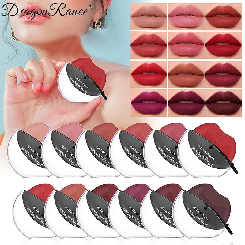 Lip-shaped Lipstick Makeup Temperature Color Changing Lazy Lipstick Velvet Matte Moisturizing Lip Gloss Waterproof Non-stick Cup - Seprincess