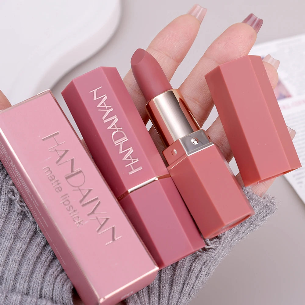 Rose Pink Nude Matte Velvet Lipstick Color Rendering Lasting Non-stick Cup Sexy Lipsticks Waterproof Beauty Lips Makeup Cosmetic - Seprincess