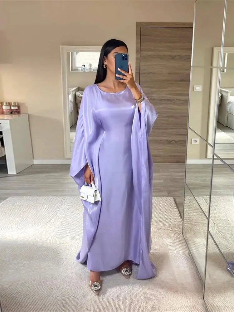 ramadan Eid Abayas For Women Modest Fashion Shimmer Batwing Satin Abaya Dubai Luxury 2024 Muslim Kaftan Dress Kebaya Vestidos - Seprincess