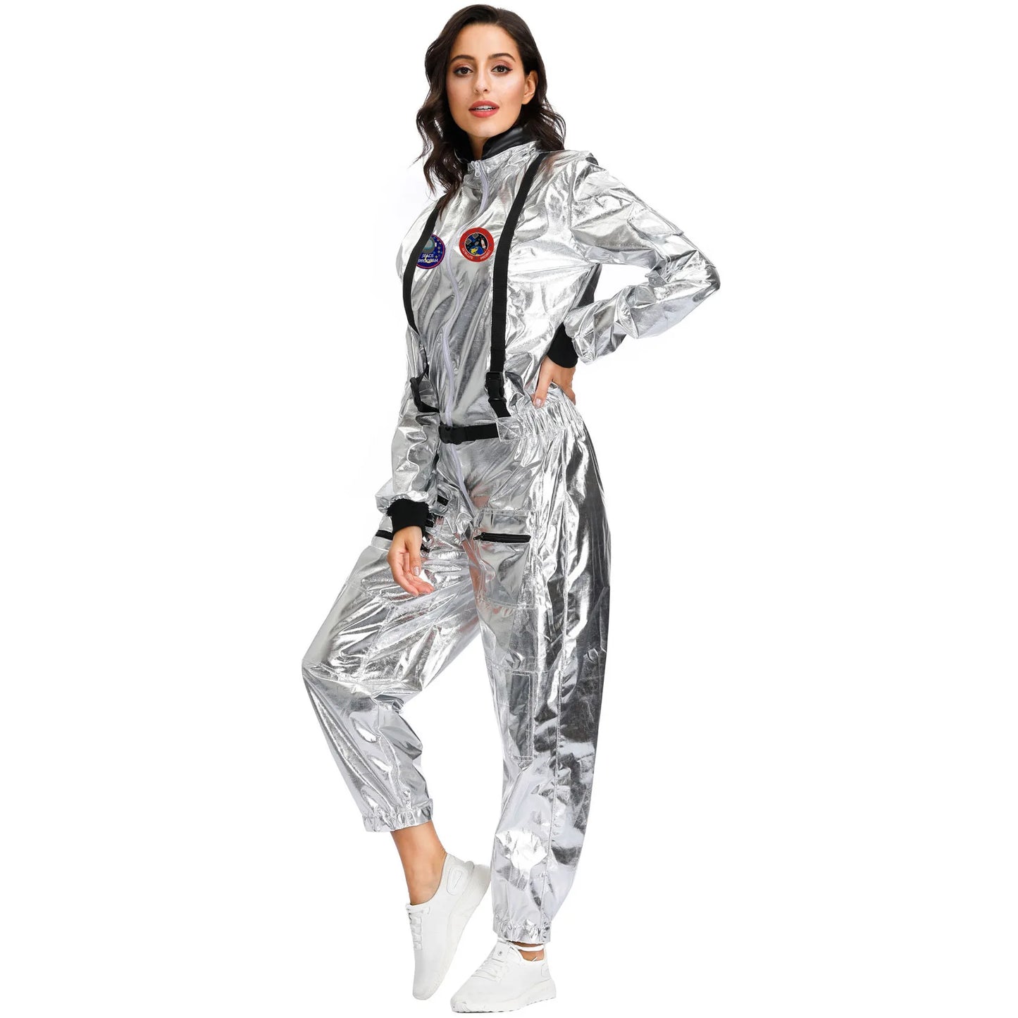 Halloween Christmas Silver Spaceman Men Women Space Suit Adult Children Astronaut Costume Family Party Dress Up Birthday Gift - Seprincess