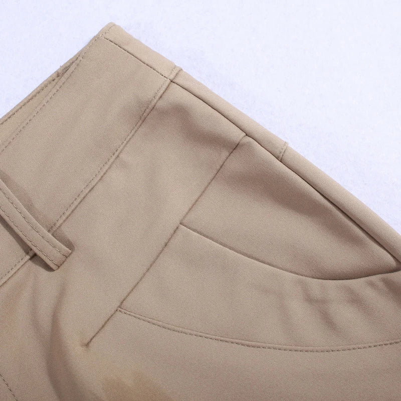 Women's Slimming Spring Summer Cotton Flare Pants Thin Stretch Casual Solid Color White Khaki Medium Waist Office OL Trousers S