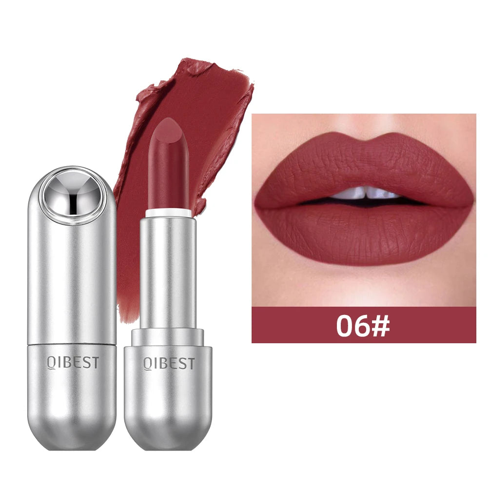 QIBEST Matte Lipstick Waterproof Long Lasting Non-stick Cup Lip Stick Not Fading Sexy Red Orange Velvet Lipstick Makeup Cosmetic - Seprincess