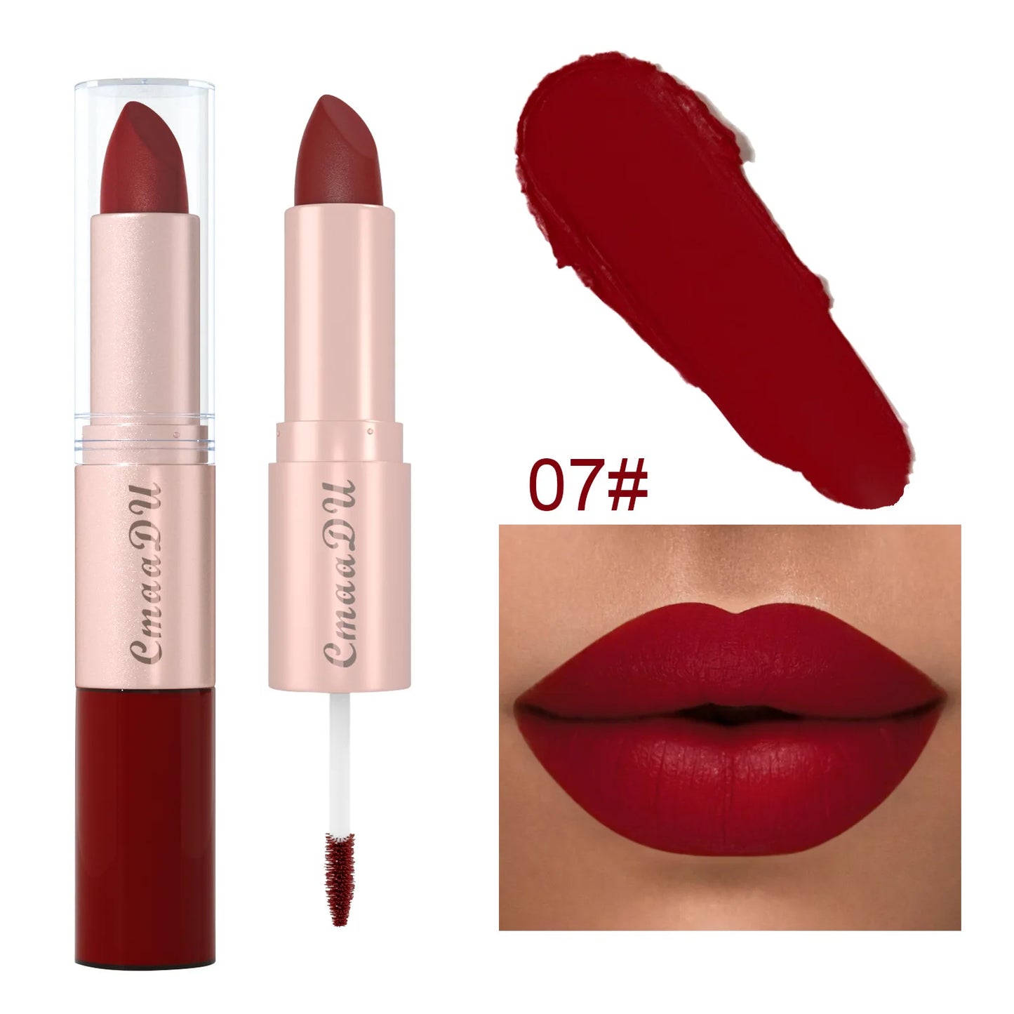 Double Ended Matte Lipstick Waterproof Nude Matte Velvet Glossy Lip Gloss Lip Balm Sexy Red Lip Tint Women Fashion Makeup Gift - Seprincess