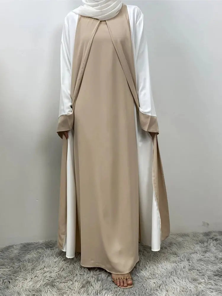 Ramadan Eid Muslim Abaya Dubai Luxury Splicing Fake Two Pieces Abayas For Women Kaftan Modest Dress Islam Caftan Marocain Femme - Seprincess