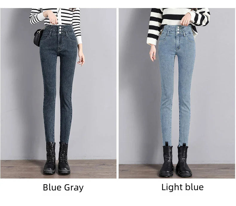 Black High-waisted Slimming Denim Jeans For Women Butt-lifting Tummy-control Features