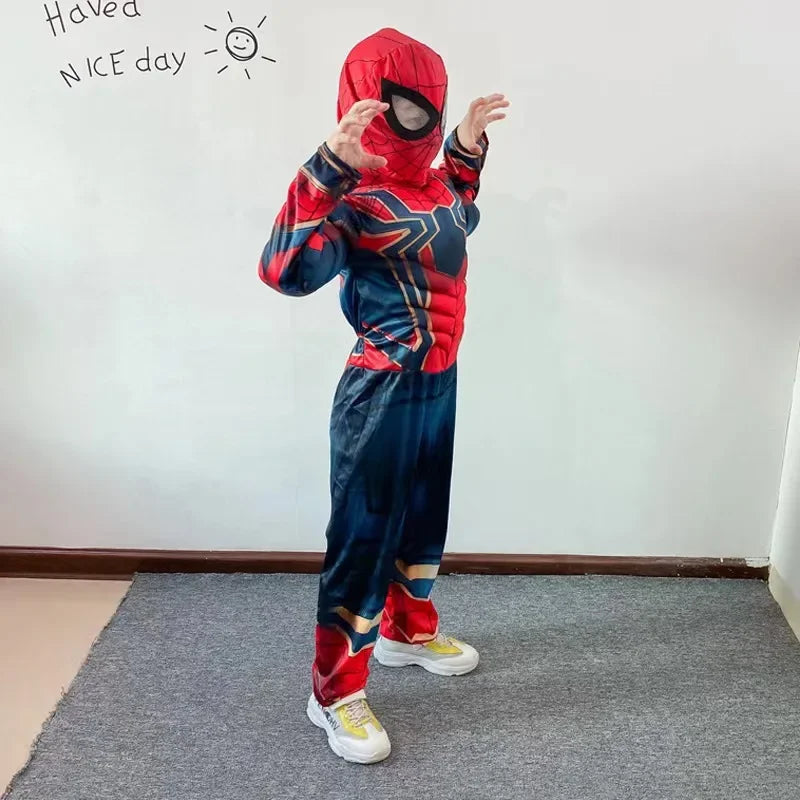 Spiderman Cosplay Costume Muscle Style Children Performance Costume Superhero Cos Prop Role Play Party Dress Up Gifts for Kids - Seprincess